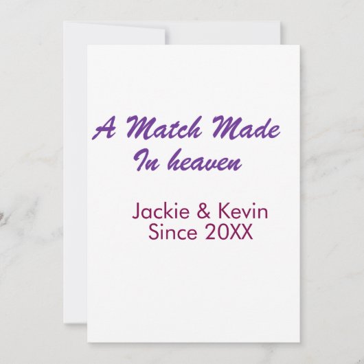 A match made in heaven purple mauve since year nam kaart (Voorkant)