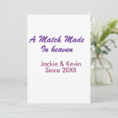 A match made in heaven purple mauve since year nam kaart (Staand voorkant)
