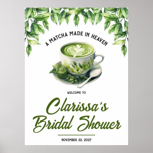 A Matcha Made in Heaven Bridal Shower Welcome Sign Poster (Voorkant)