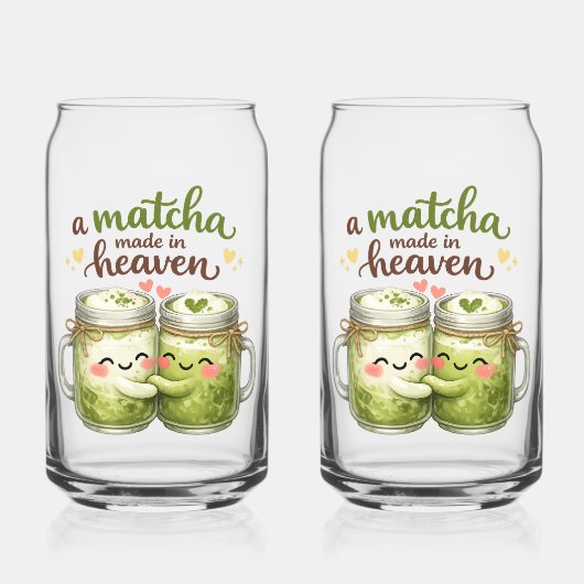 A Matcha Made in Heaven Cute Funny Pun Blikvorm Glas (Voorkant)