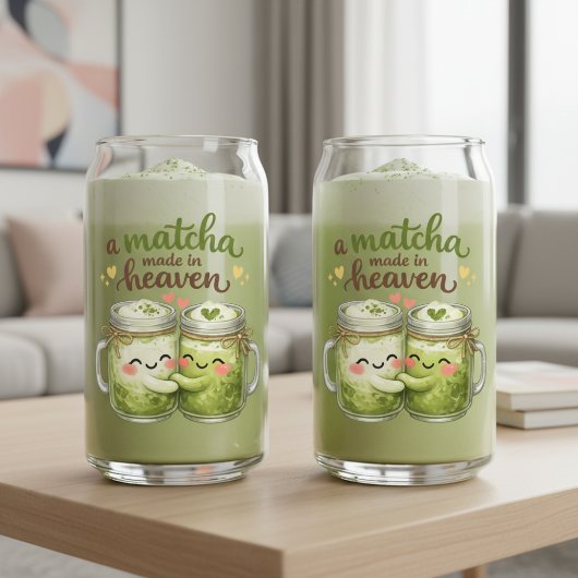A Matcha Made in Heaven Cute Funny Pun Blikvorm Glas