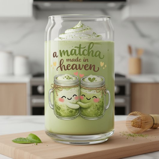 A Matcha Made in Heaven Cute Funny Pun Blikvorm Glas