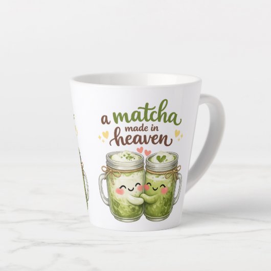 A Matcha Made in Heaven Cute Funny Pun Latte Mok (Rechterhoek)