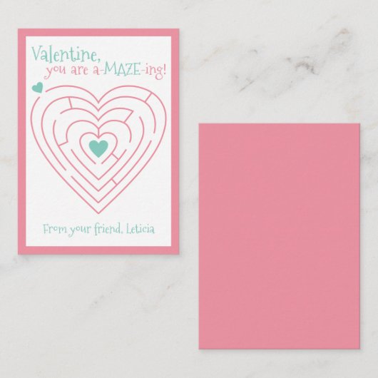 A-Maze-ing Valentijnsdag | Klaspuzzel Valentijns K Notitiekaartje (Voorkant / Achterkant)