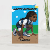 A-Maze-ing Zwart Meisjes Track Star Gelukkige Verj Kaart (Voorkant)