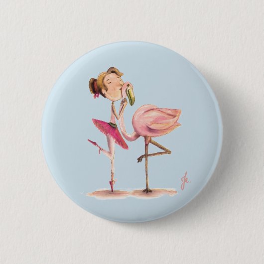 A menina e o Flamingo Ronde Button 5,7 Cm (Voorkant)