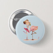 A menina e o Flamingo Ronde Button 5,7 Cm (Voorkant /achterkant)