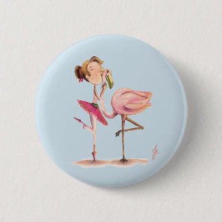 A menina e o Flamingo Ronde Button 5,7 Cm