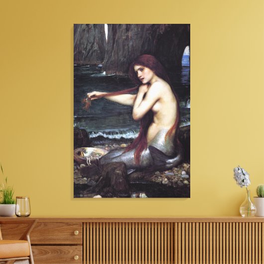A Mermaid by J W Waterhouse, 1901 Canvas Afdruk (Insitu (Woonkamer))