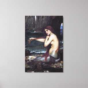 A Mermaid by J W Waterhouse, 1901 Canvas Afdruk