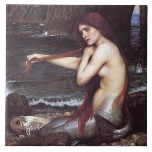 A Mermaid by J W Waterhouse, 1901 Tegeltje