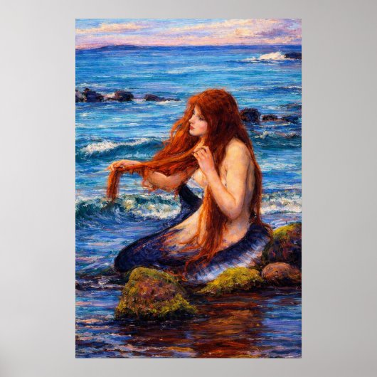 A Mermaid by John William Waterhouse Poster (Voorkant)