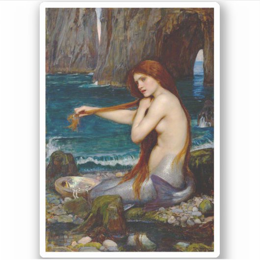 A Mermaid, c. 1900 by John Waterhouse Sticker (Voorkant)