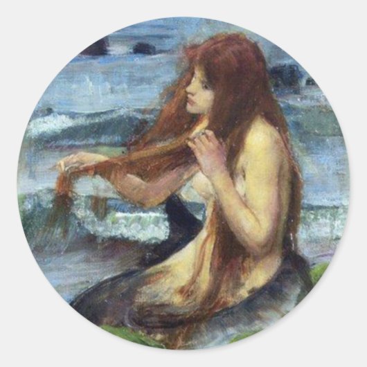A Mermaid (studie) Ronde Sticker (Voorkant)