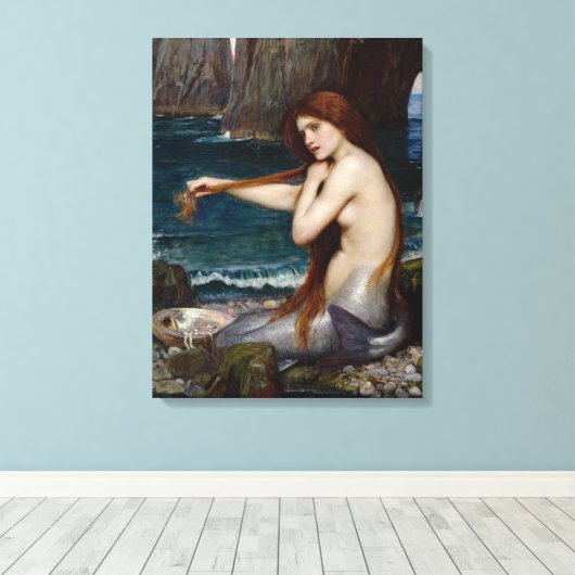 "A Mermaid" van John William Waterhouse Canvas (Insitu (Houten vloer))