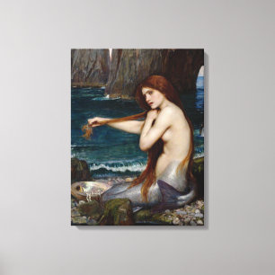 "A Mermaid" van John William Waterhouse Canvas Afdruk