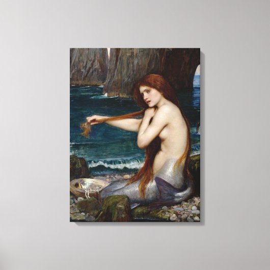 "A Mermaid" van John William Waterhouse Canvas Afdruk (Voorkant)