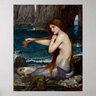 "A Mermaid" van John William Waterhouse poster