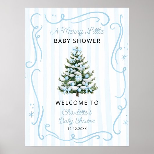 A Merry Blue Little Blue Baby Shower Welcome Poster (Voorkant)