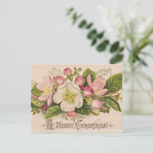  A Merry Christmas Apple Blossoms Briefkaart (Staand voorkant)