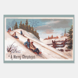  "A Merry Christmas" Kaart van Sneeuwsleeën Inpakpapier Vel