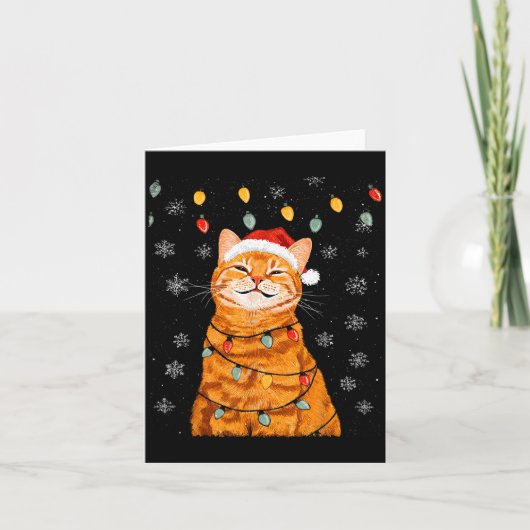 A Merry Christmas Lights Snowflake Ginger Cat Oran Kaart (Voorkant)
