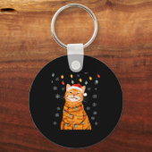 A Merry Christmas Lights Snowflake Ginger Cat Oran Sleutelhanger (Voorkant)