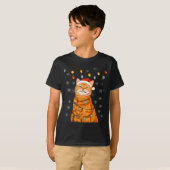 A Merry Christmas Lights Snowflake Ginger Cat Oran T-shirt (Voorkant volledig)