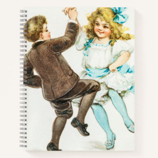 A Merry Christmas - vintage card, dancing children Notitieboek
