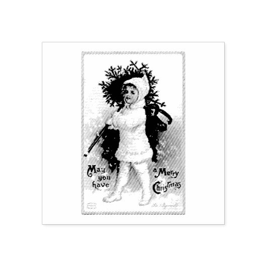  "A MERRY CHRISTMAS" WOOD ART STAMP RUBBERSTEMPEL (Afrduk)