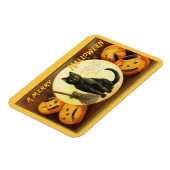 A Merry Halloween Black Cat Broom Magneet (Linkerzijde)
