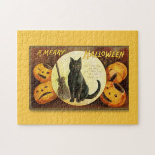A Merry Halloween Black Cat Legpuzzel
