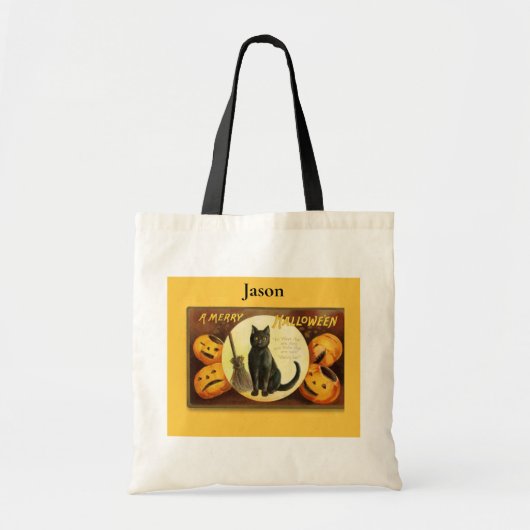 A Merry Halloween Black Cat Tote Bag (Voorkant)