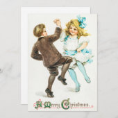  A Merry KerstBoy en Girl Dance Feestdagenkaart (Voorkant / Achterkant)