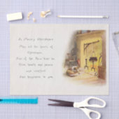  A Merry Kerstgedicht Dog en Fireplace Tissuepapier (Craft)