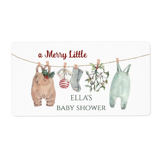 A Merry Little Baby Shower Christmas Clothes Etiket (Voorkant)
