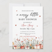 A Merry Little Baby Shower Christmas Florals Kaart (Voorkant)