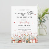 A Merry Little Baby Shower Christmas Florals Kaart (Staand voorkant)