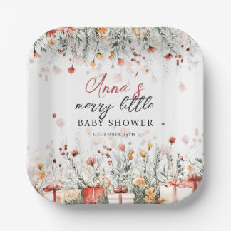 A Merry Little Baby Shower Christmas Florals Papieren Bordje