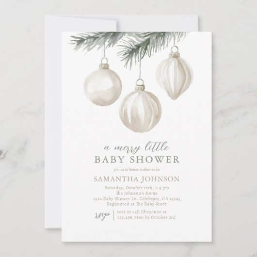 A Merry Little Baby shower Christmas Ornaments Inv Kaart (Voorkant)