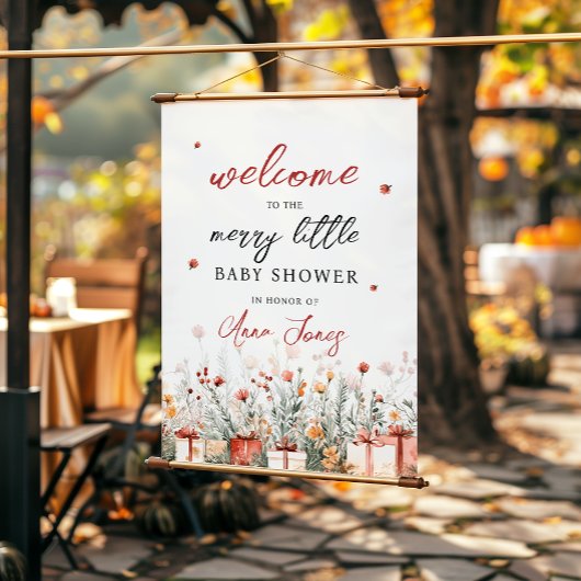 A Merry Little Baby Shower Christmas Welcome sign Poster