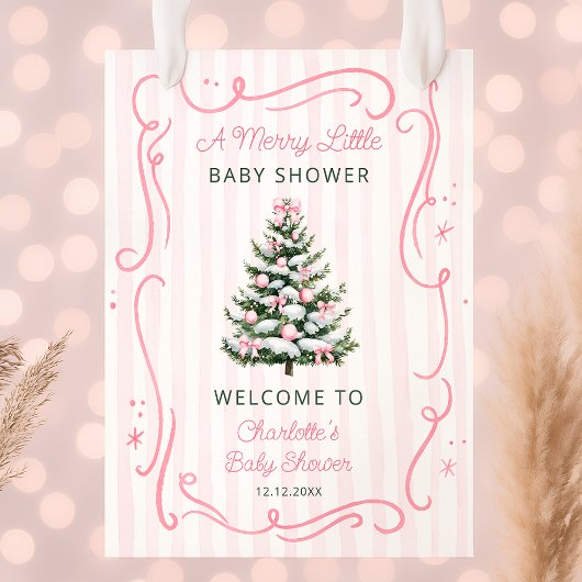 A Merry Little Baby Shower Girl Welcome Poster
