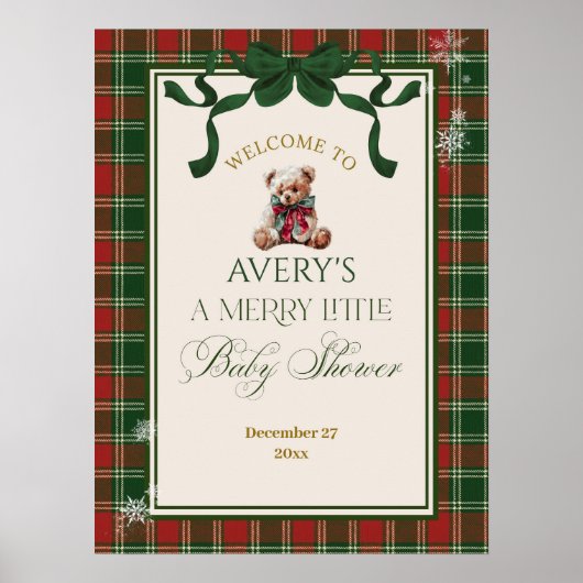 A Merry Little Baby Shower Teddy Bear Christmas Poster (Voorkant)