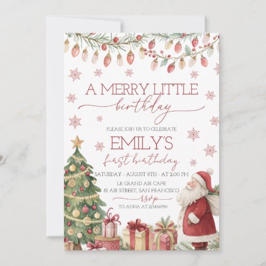 A Merry Little Birthday Invitation Kaart (Voorkant)