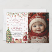 A Merry Little Birthday Photo Invite Kaart (Voorkant)