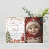 A Merry Little Birthday Photo Invite Kaart (Staand voorkant)