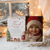 A Merry Little Birthday Photo Thank You Kaart