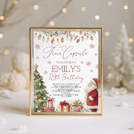 A Merry Little Birthday Time Capsule Reclamebord Met Voetstuk