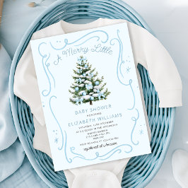 A Merry Little Blue Baby Shower Christmas  Kaart