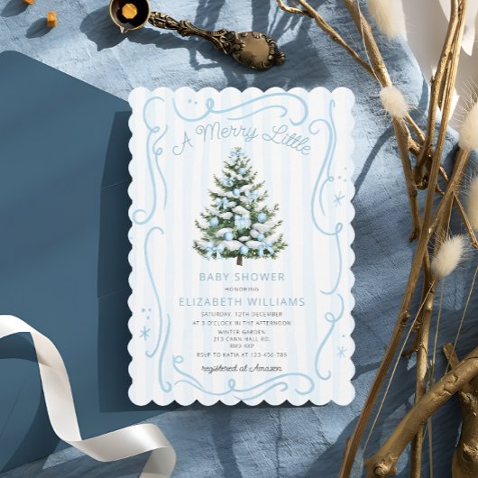 A Merry Little Blue Christmas Baby Shower Kaart
